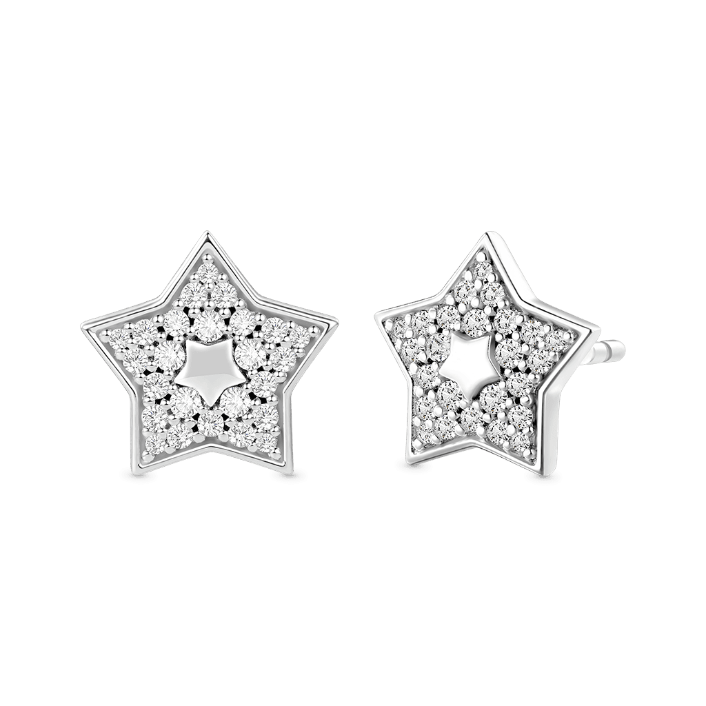 Gnoce White Topaz Pave Star Stud Earrings_1