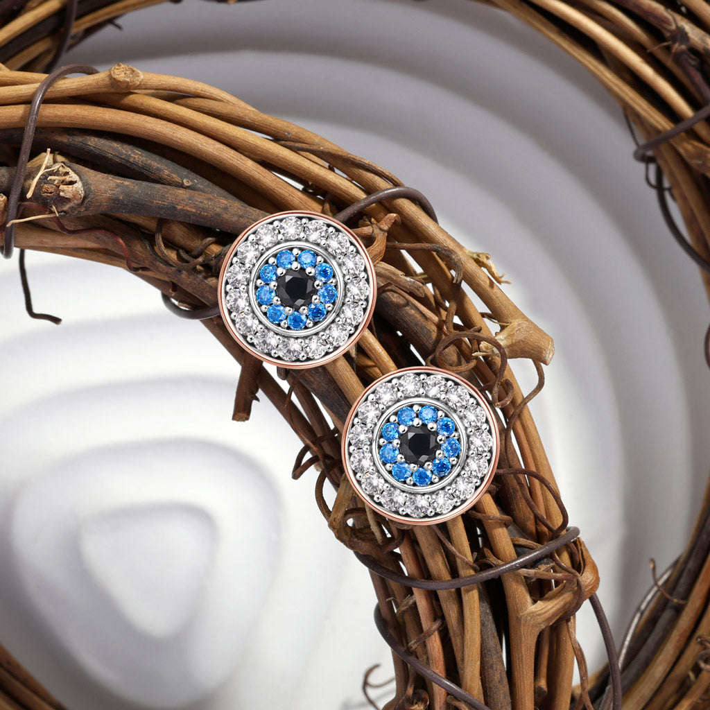 Gnoce Sparkle Devil's Eye Paved Stud Earrings_4