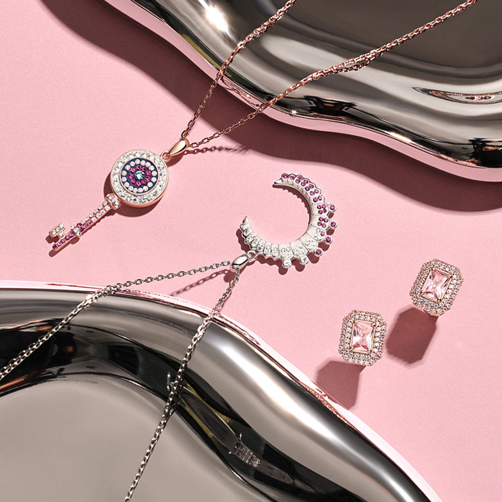 Gnoce Pink Rose Gold Square Stud Earrings_4