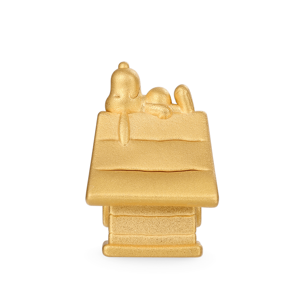 Gnoce 18k Gold Peanuts Snoopy Doghouse Stopper Charm_1