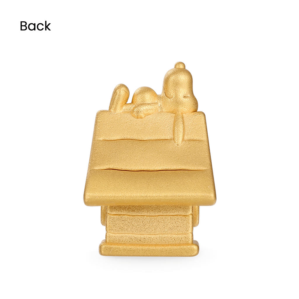Gnoce 18k Gold Peanuts Snoopy Doghouse Stopper Charm_3