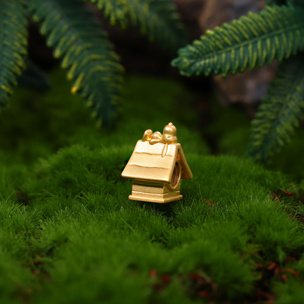 Gnoce 18k Gold Peanuts Snoopy Doghouse Stopper Charm_4