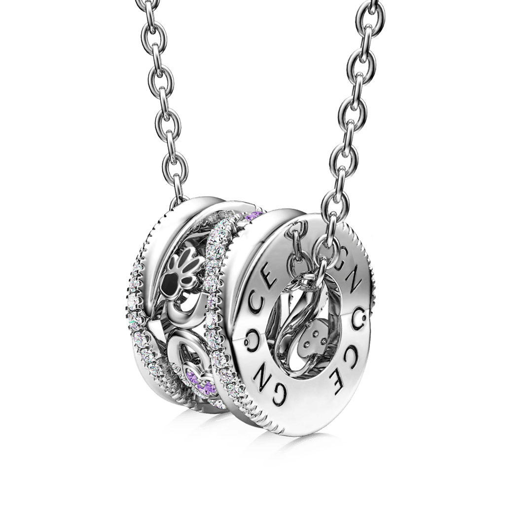 Gnoce Paws & Love Heart Twisted Drum Pendant Necklace_1