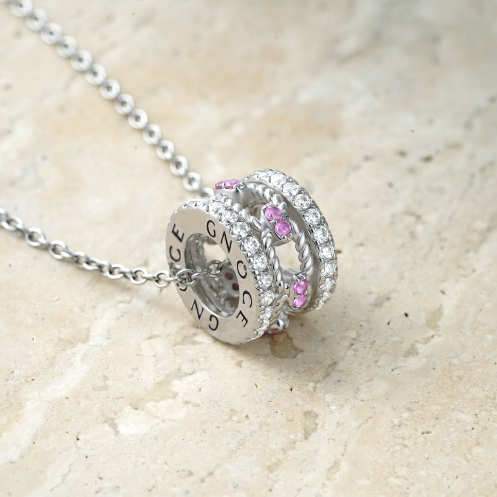 Gnoce Paving Link Drum Pendant Necklace_3