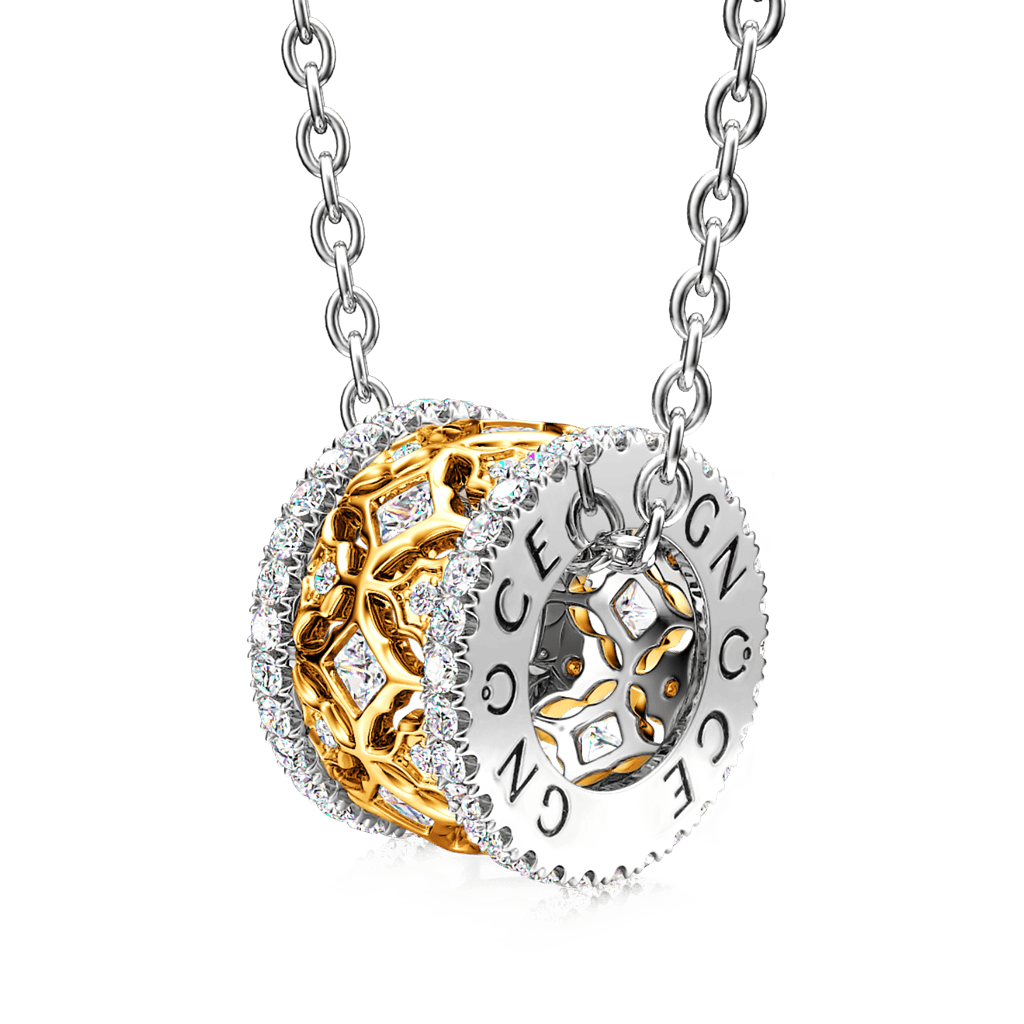 Gnoce Halo Ruby Deluxe Drum Pendant Necklace_1