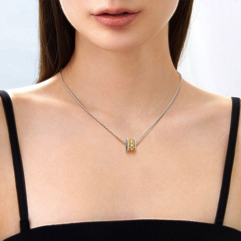 Gnoce Halo Ruby Deluxe Drum Pendant Necklace_5