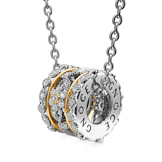 Gnoce Nature Inspired Flowers Vintage Drum Pendant Necklace_1