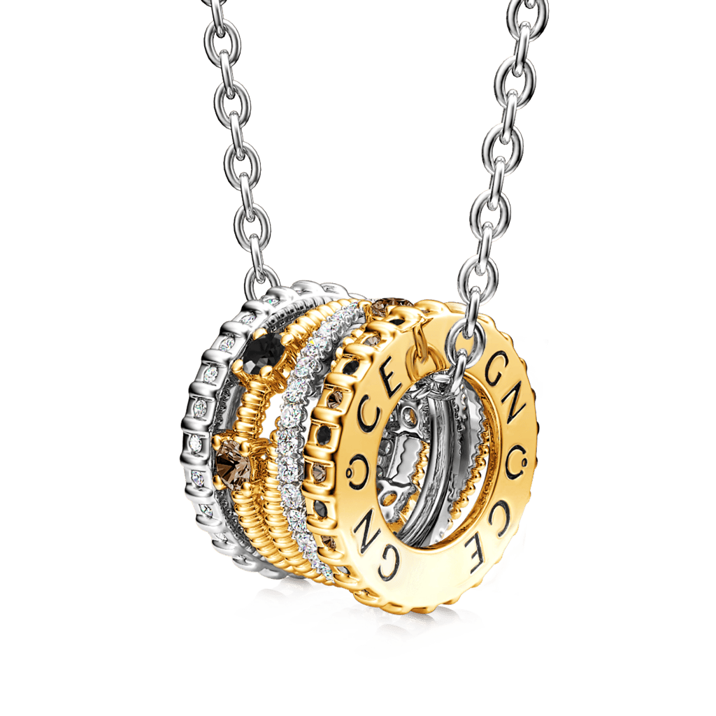 Gnoce Two-tone Fashion Crossover Drum Pendant Necklace_1