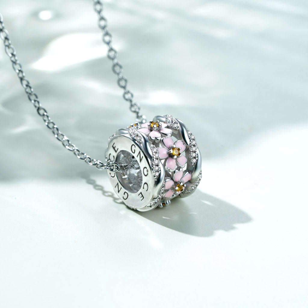 Gnoce Cherry Blossoms Drum Pendant Necklace_3