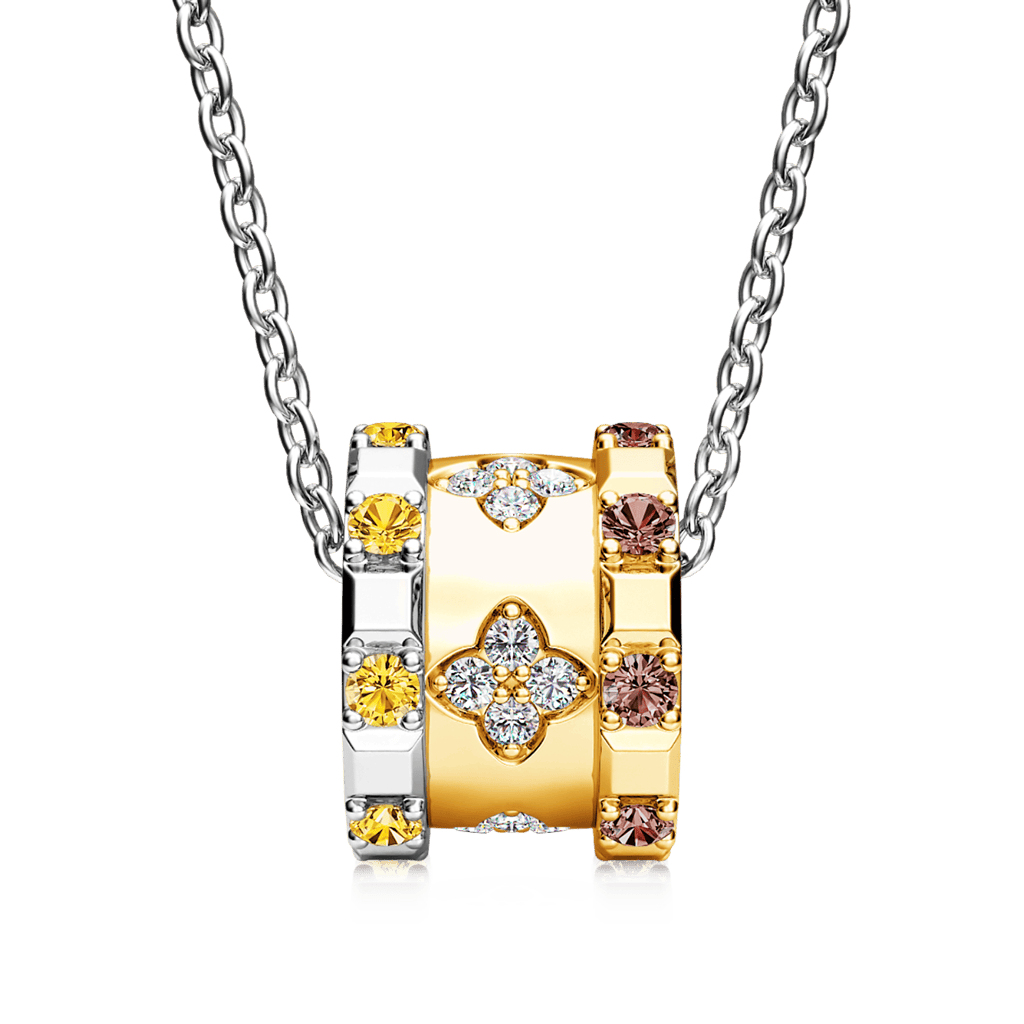 Gnoce Lucky Four-leaf Clover Drum Pendant Necklace_2