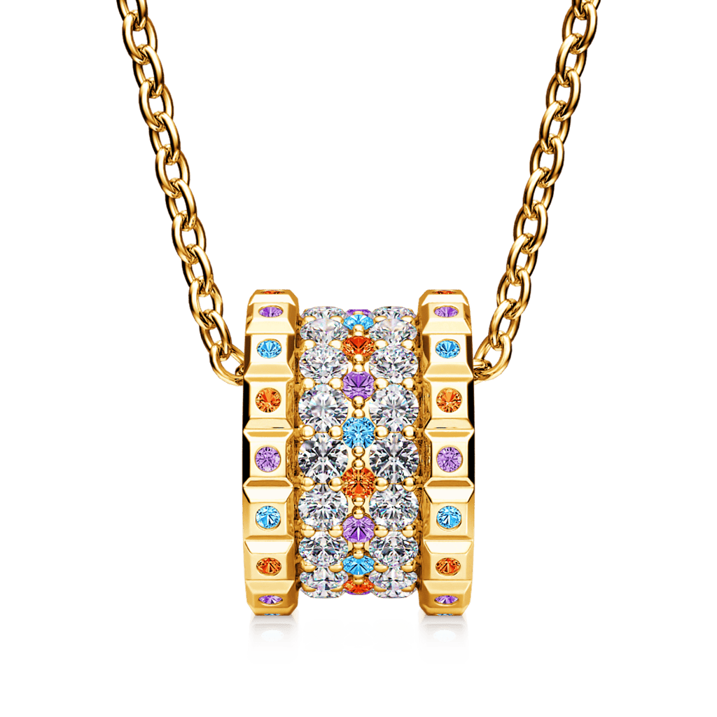 Gnoce "Colorful World" Drum Pendant Necklace_2
