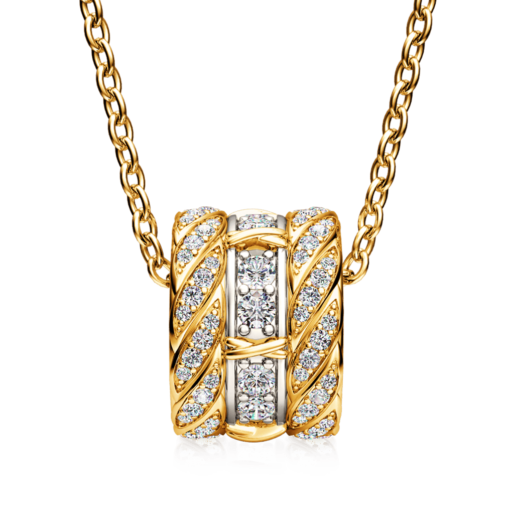 Gnoce X-unknow Paved Twisted Drum Pendant Necklace_2