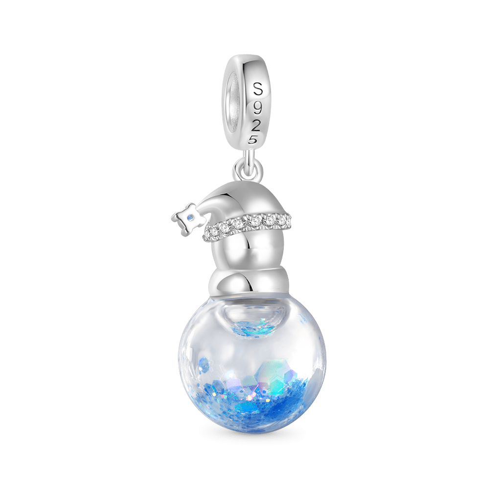Gnoce Blue Snowflake Glitter Quicksand Snowman Pendant Dangle Charm_3