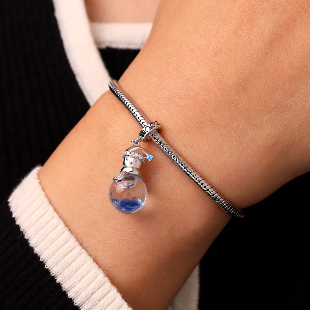 Gnoce Blue Snowflake Glitter Quicksand Snowman Pendant Dangle Charm_8