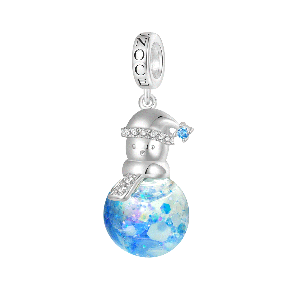 Gnoce Blue Snowflake Glitter Quicksand Snowman Pendant Dangle Charm_1