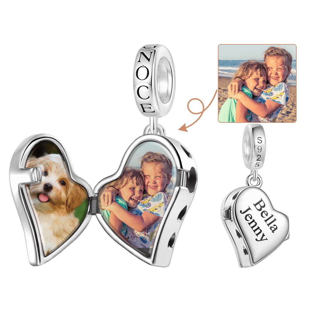 Gnoce Love Multiple Photo Locket Engravable Pendant Dangle Charm_1
