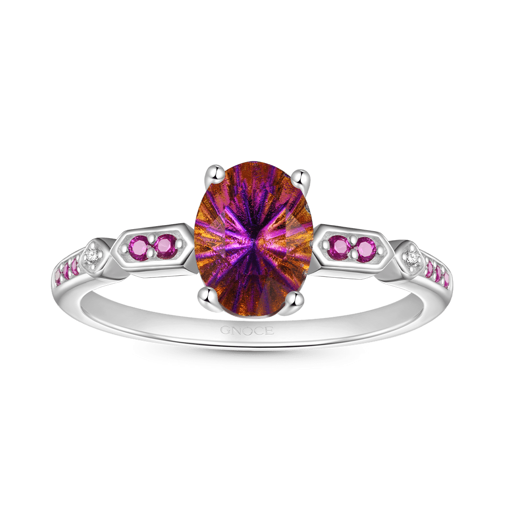 Gnoce Rose Red Egg-shaped Diamond Promise Ring_1