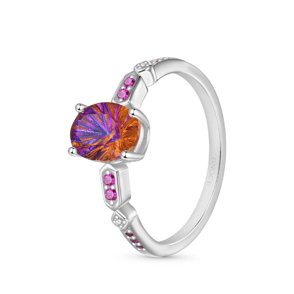 Gnoce Rose Red Egg-shaped Diamond Promise Ring_2