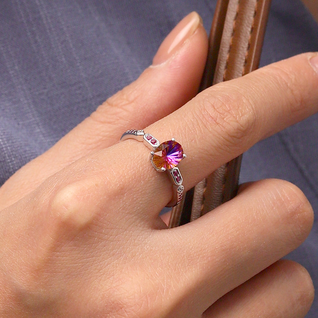 Gnoce Rose Red Egg-shaped Diamond Promise Ring_5