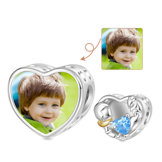 Gnoce Little Boy and Fox Love Personalized Photo Charm_1