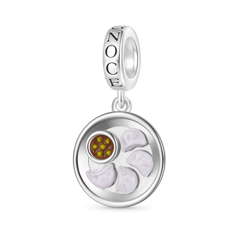 Gnoce A Plate of Dumplings Food Pendant Dangle Charm_1