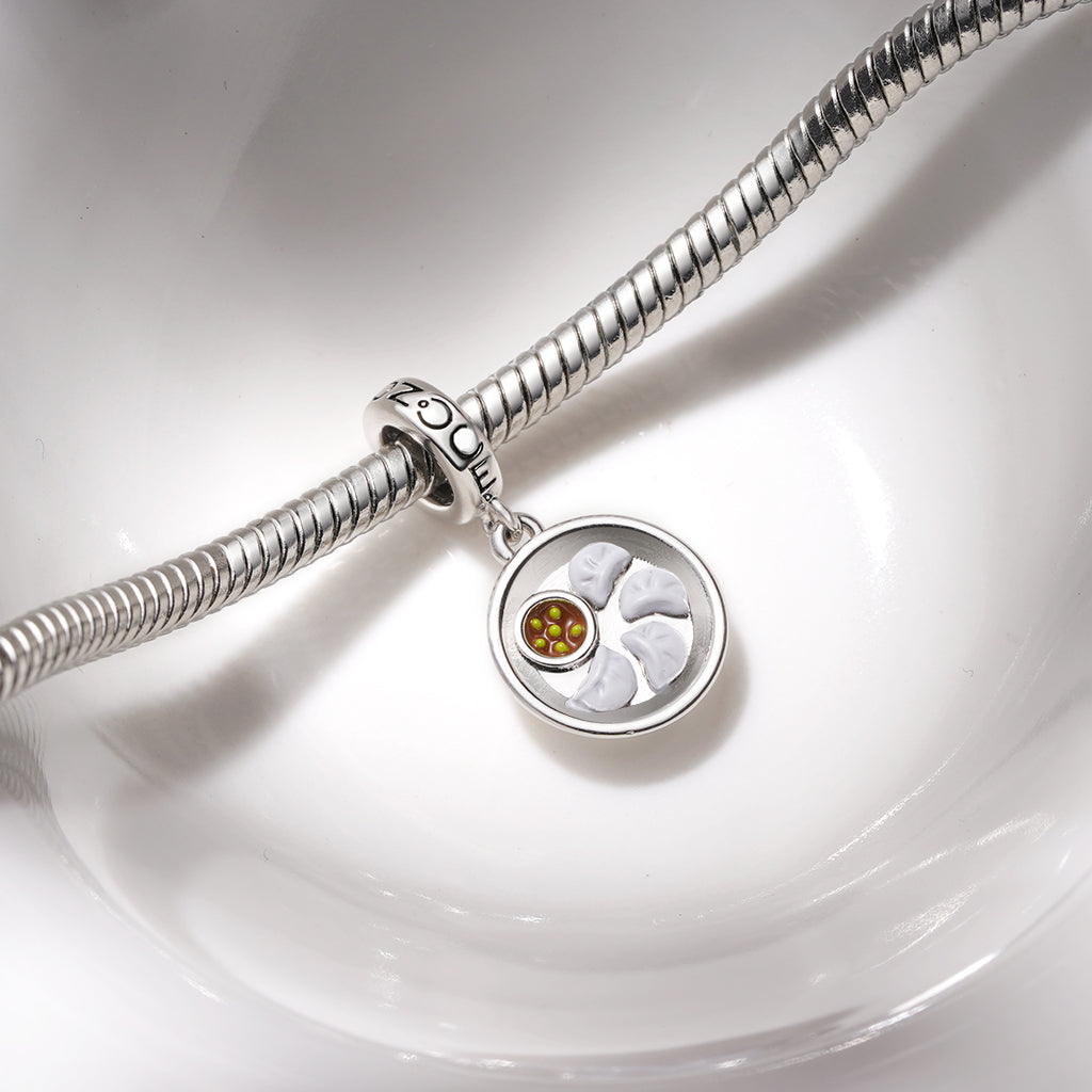 Gnoce A Plate of Dumplings Food Pendant Dangle Charm_3