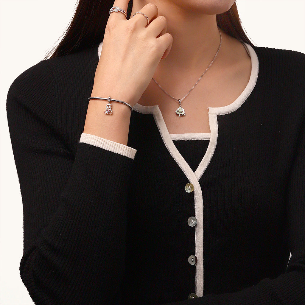 Gnoce Hollow Engravable Cat Birthstone Pendant Dangle Charm_6