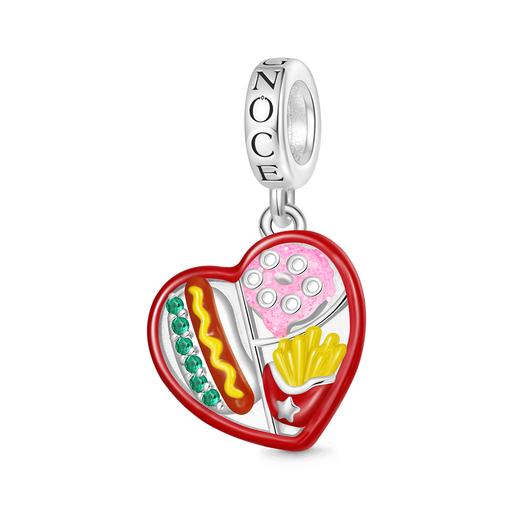 Gnoce Heart Fast Food Box with Junk Food Pendant Dangle Charm_1