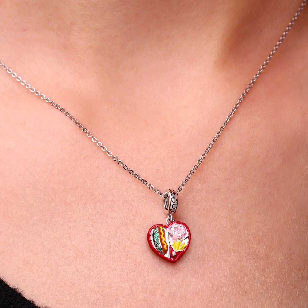 Gnoce Heart Fast Food Box with Junk Food Pendant Dangle Charm_4