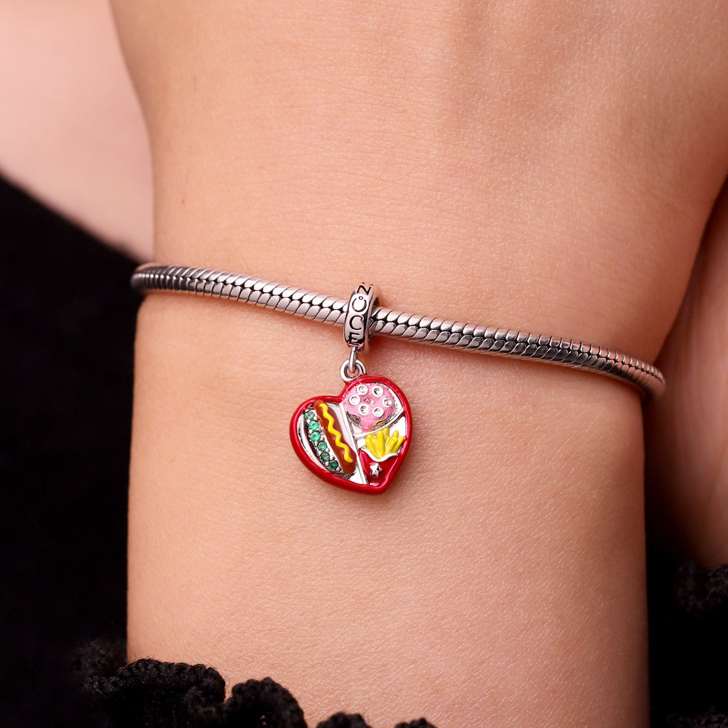 Gnoce Heart Fast Food Box with Junk Food Pendant Dangle Charm_5