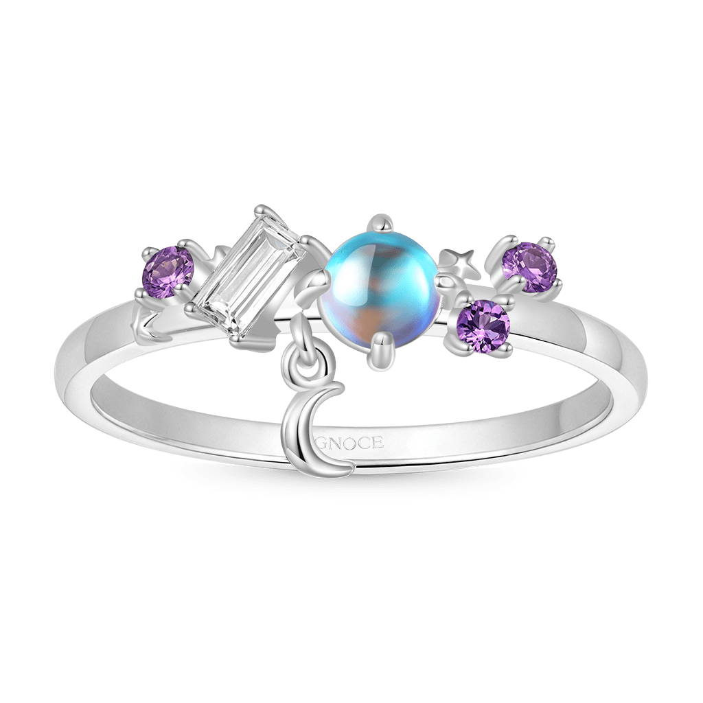 Gnoce Shining Moonstone Star Moon Ring_1