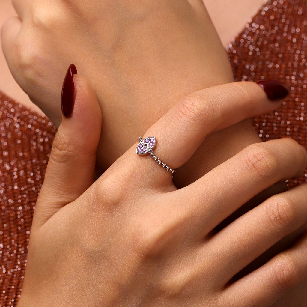 Gnoce Adjustable Chain Initial Love Ring_5