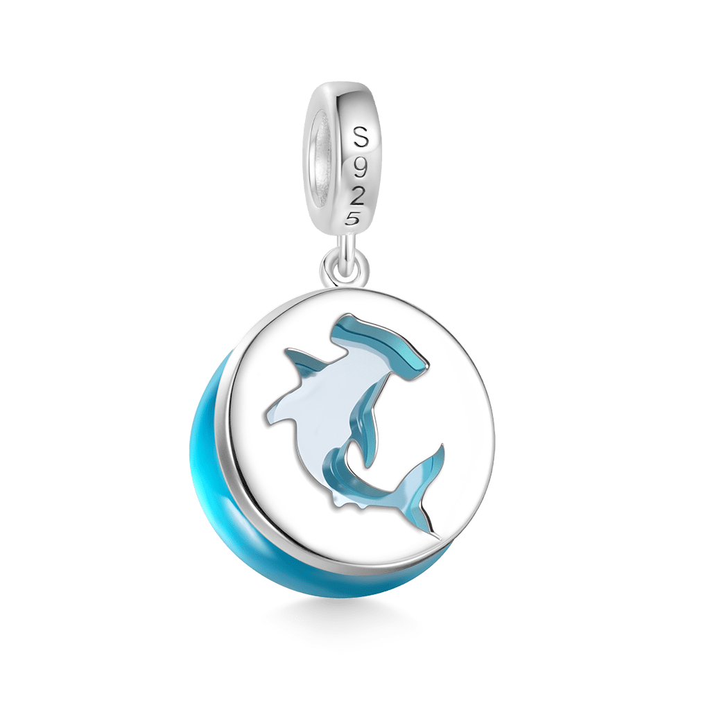 Gnoce Deep Sea Journey - Hammerhead Shark Glass Projection Pendant Dangle Charm_2