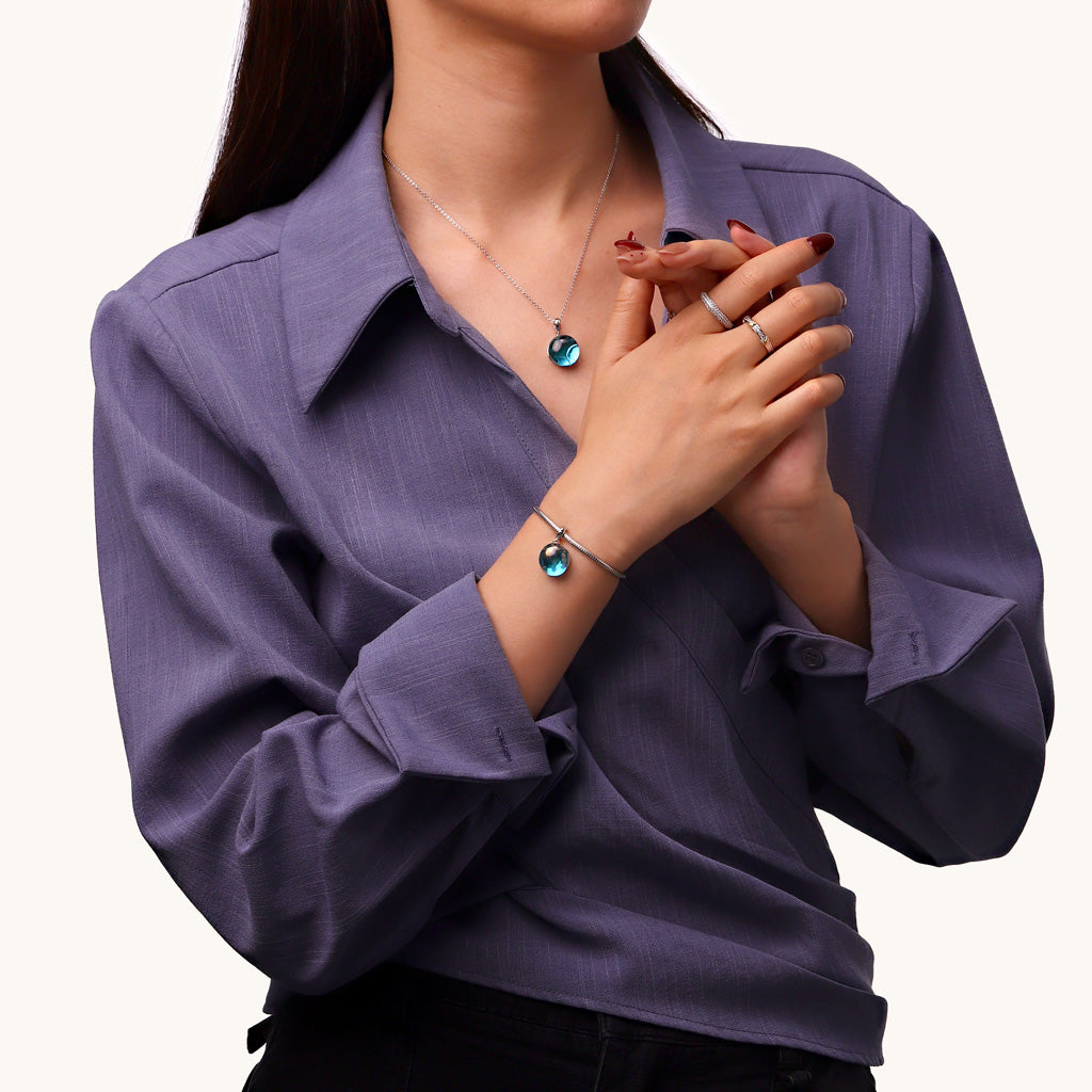 Gnoce Deep Sea Journey - Sea Turtle Glass Projection Pendant Dangle Charm_5