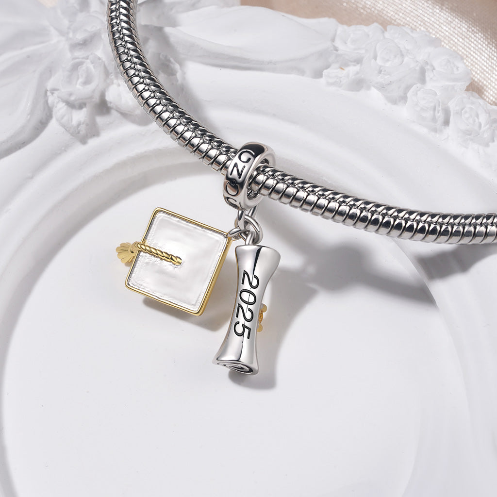 Gnoce Engravable Graduation Season Bachelor Cap Pendant Dangle Charm_4