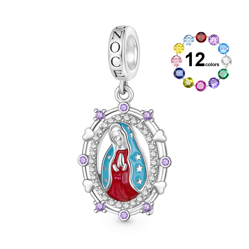 Gnoce Religious Virgin Mary Birthstone Pendant Dangle Charm_1