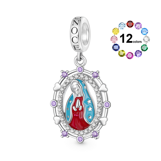 Gnoce Religious Virgin Mary Birthstone Pendant Dangle Charm_1