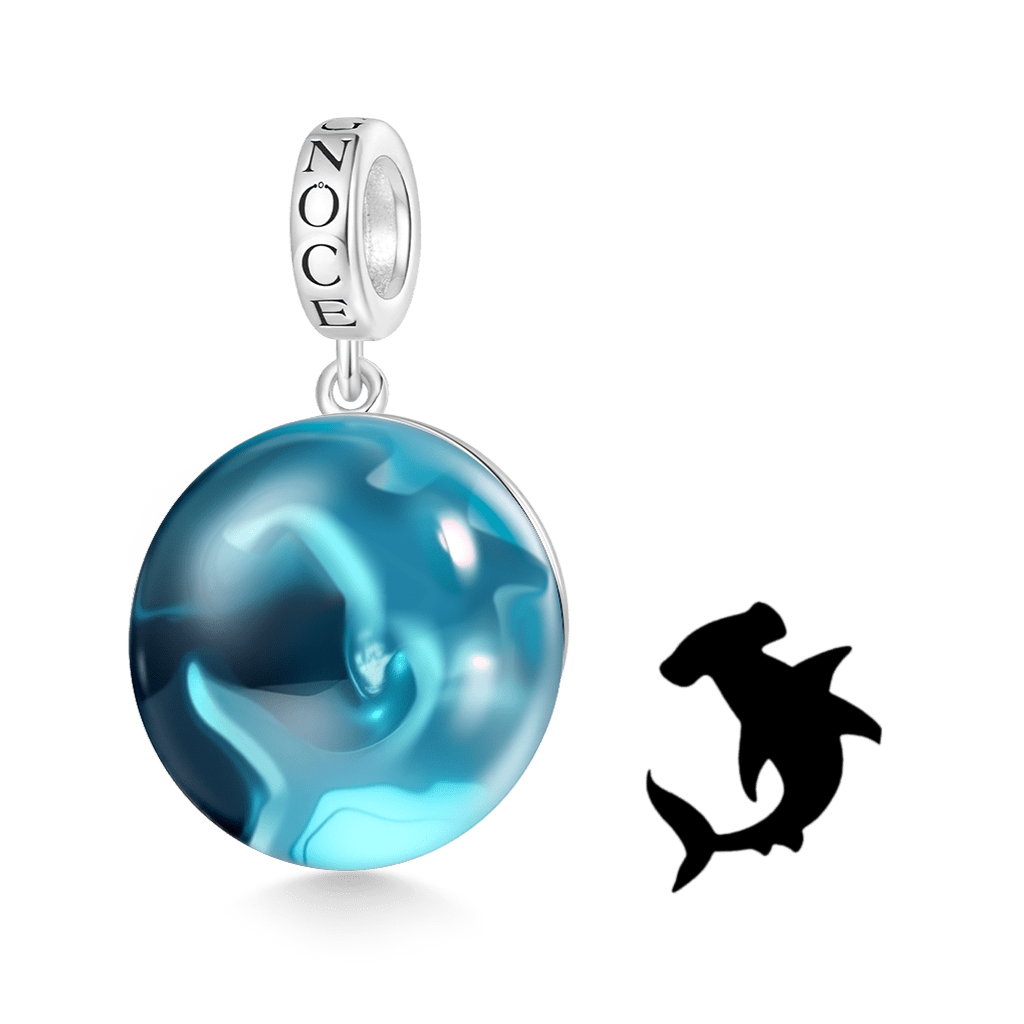 Gnoce Deep Sea Journey - Hammerhead Shark Glass Projection Pendant Dangle Charm_1