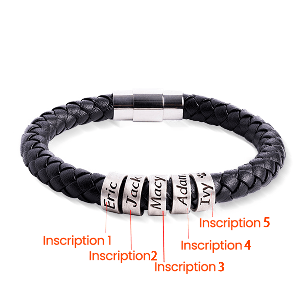 Gnoce Hip-hop Braided Leather Magnetic Clasp Engravable Bracelet_2