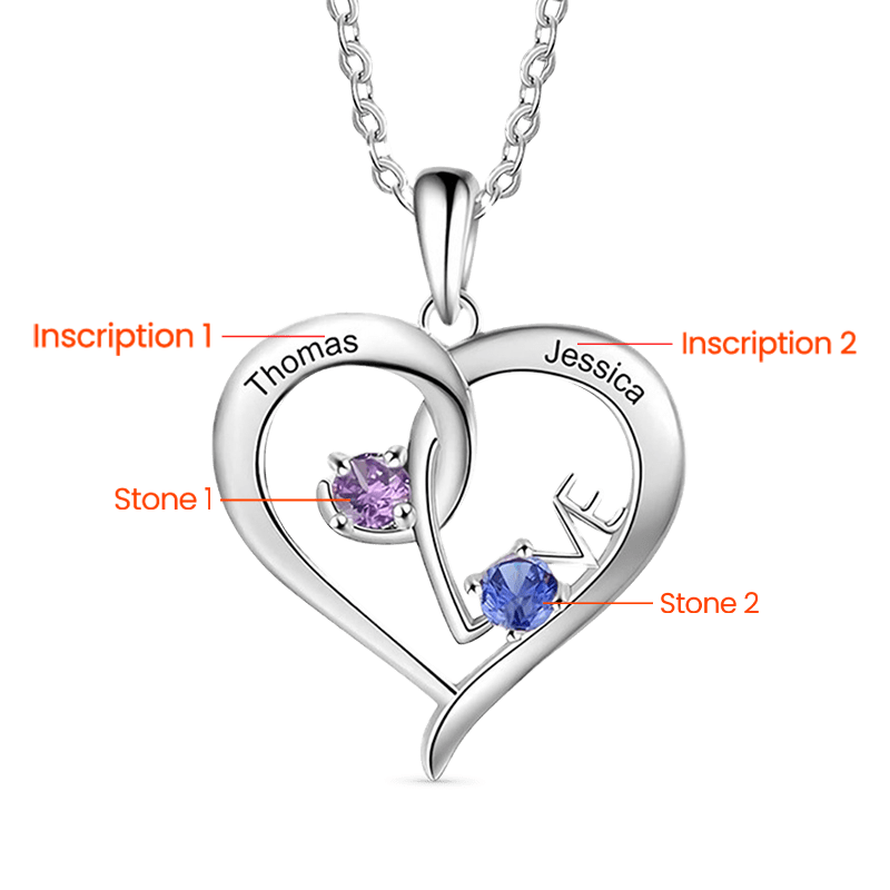 Gnoce Simple Love Interlaced Heart Birthstone Necklace_2