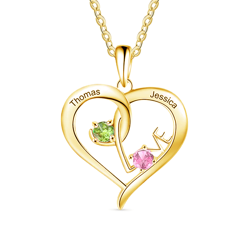 Gnoce Simple Love Interlaced Heart Birthstone Necklace_3