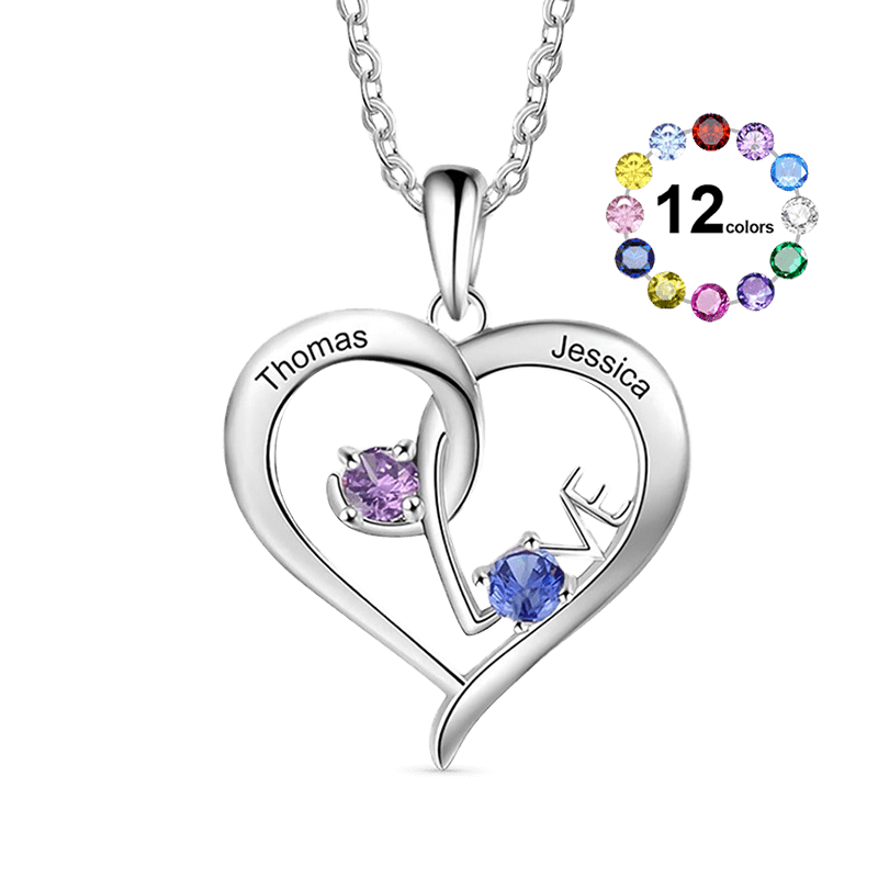 Gnoce Simple Love Interlaced Heart Birthstone Necklace_1