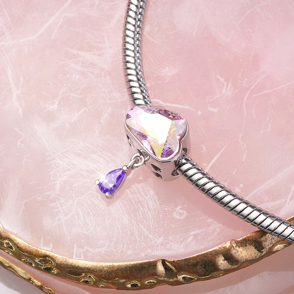 Gnoce Pink Cloud Water Drop Birthstone Charm_5