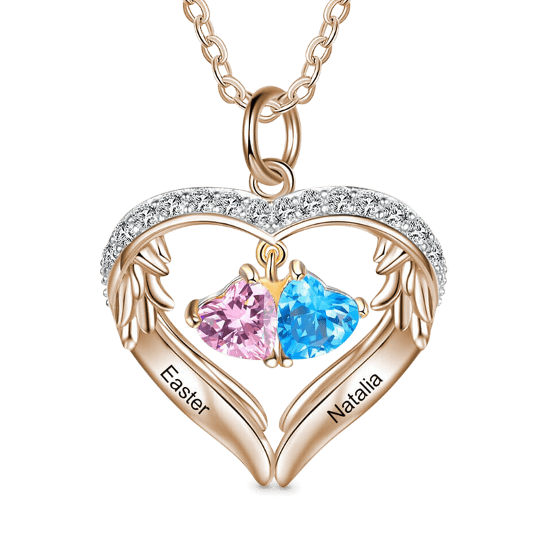 Gnoce Infinite Love DIY Letters Heart Necklace with 1-6 Birthstones_3