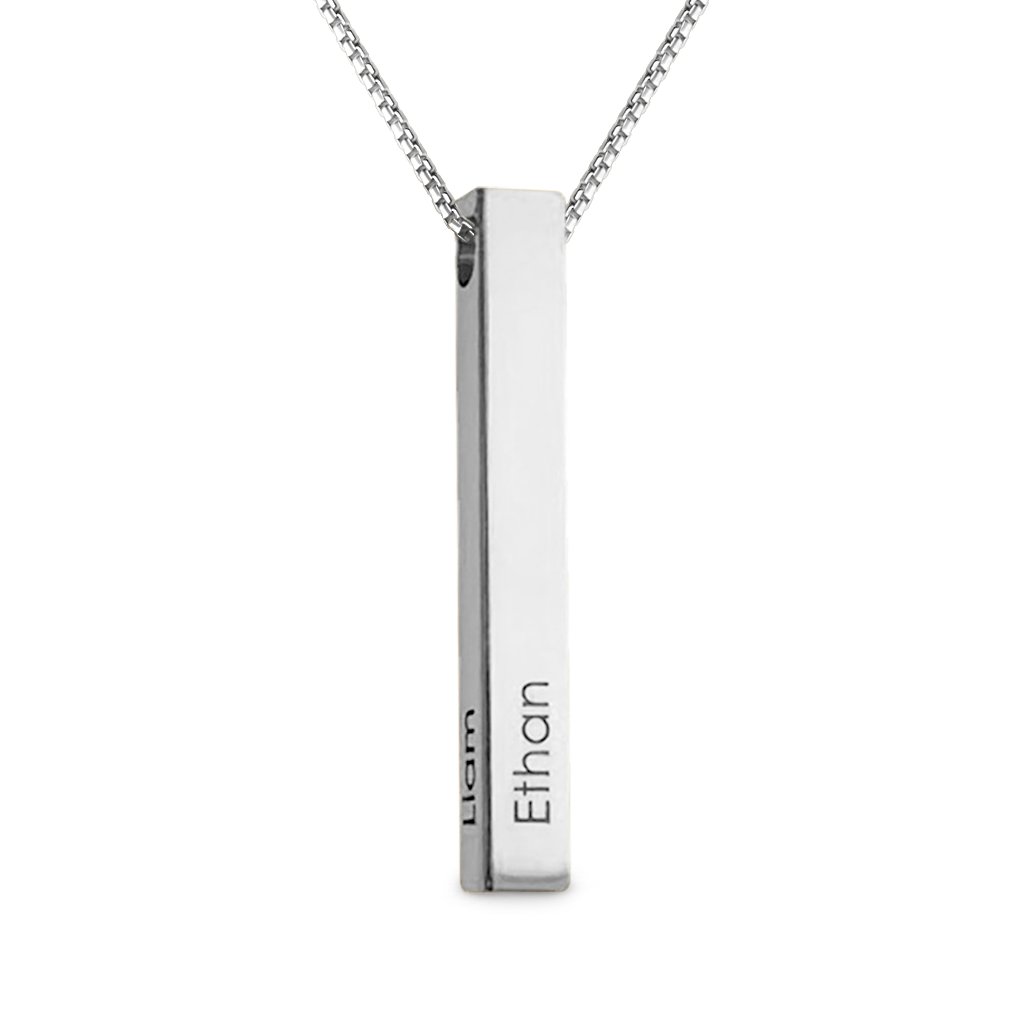 Gnoce Three-dimensional Column Engravable Three-color Necklace_1