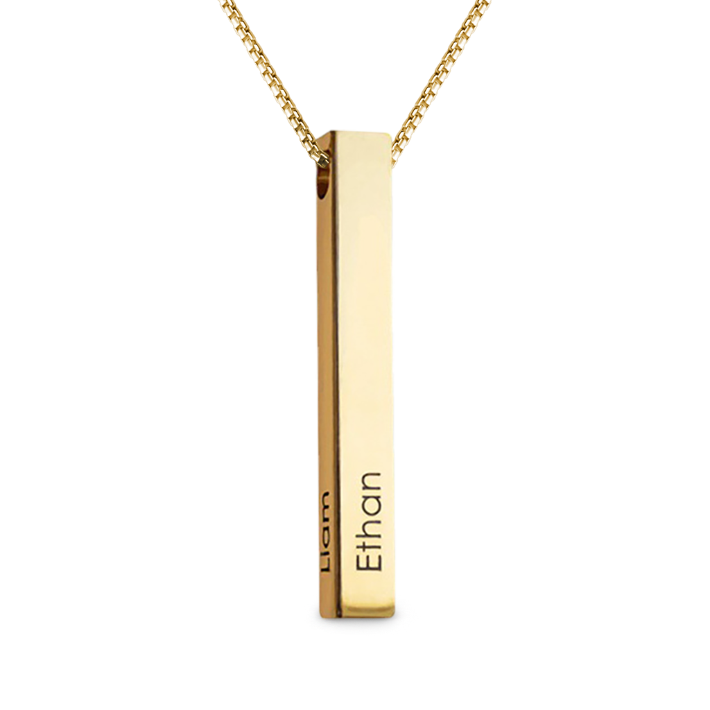 Gnoce Three-dimensional Column Engravable Three-color Necklace_2