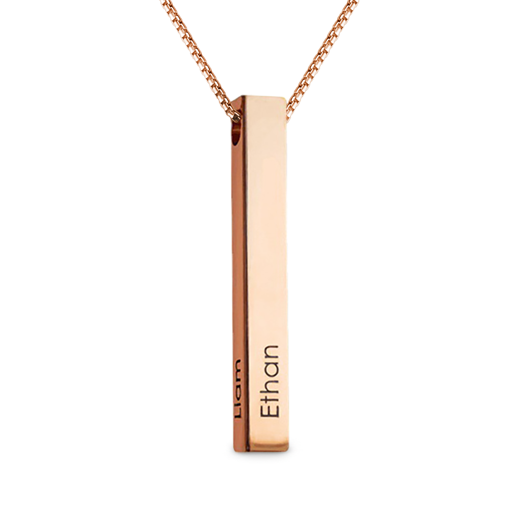 Gnoce Three-dimensional Column Engravable Three-color Necklace_3