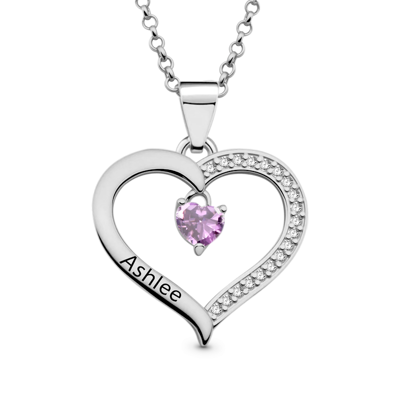 Gnoce Heart Engravable Birthstone Necklace_4