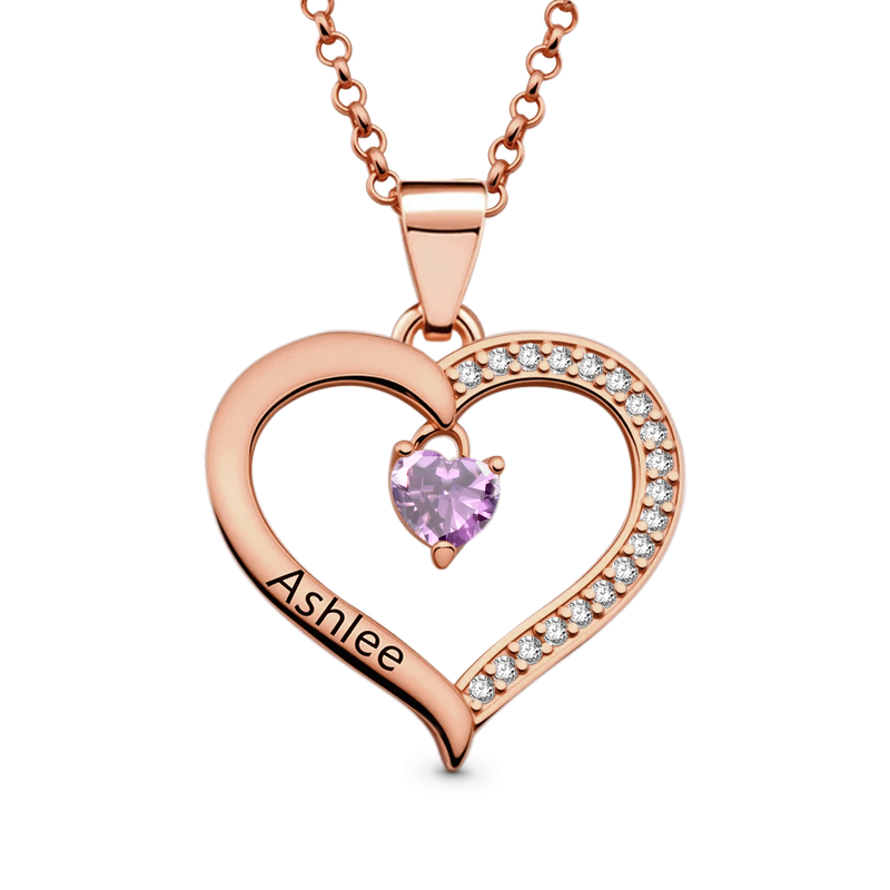 Gnoce Heart Engravable Birthstone Necklace_3