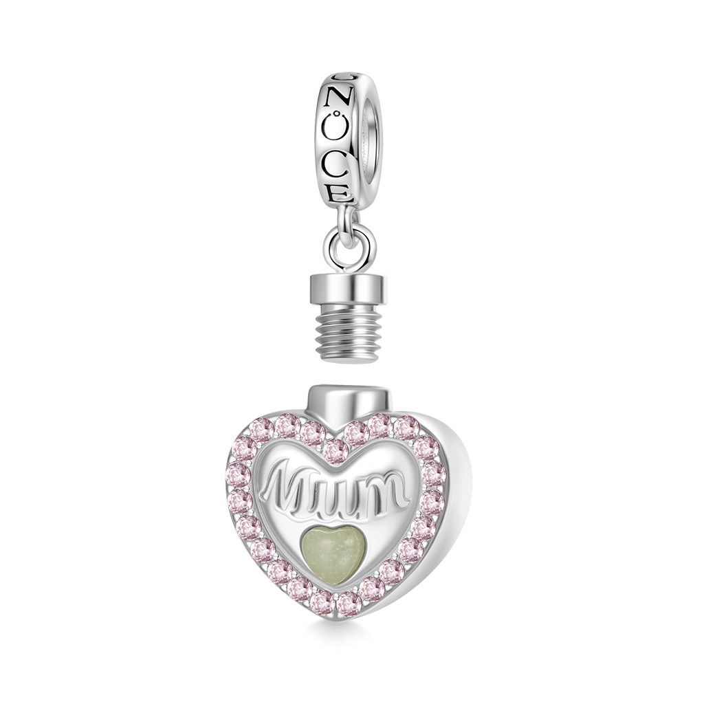 Gnoce Mum 'Forever In My Heart' Heart Memorial Urn Ashes Pendant Dangle Charm_3